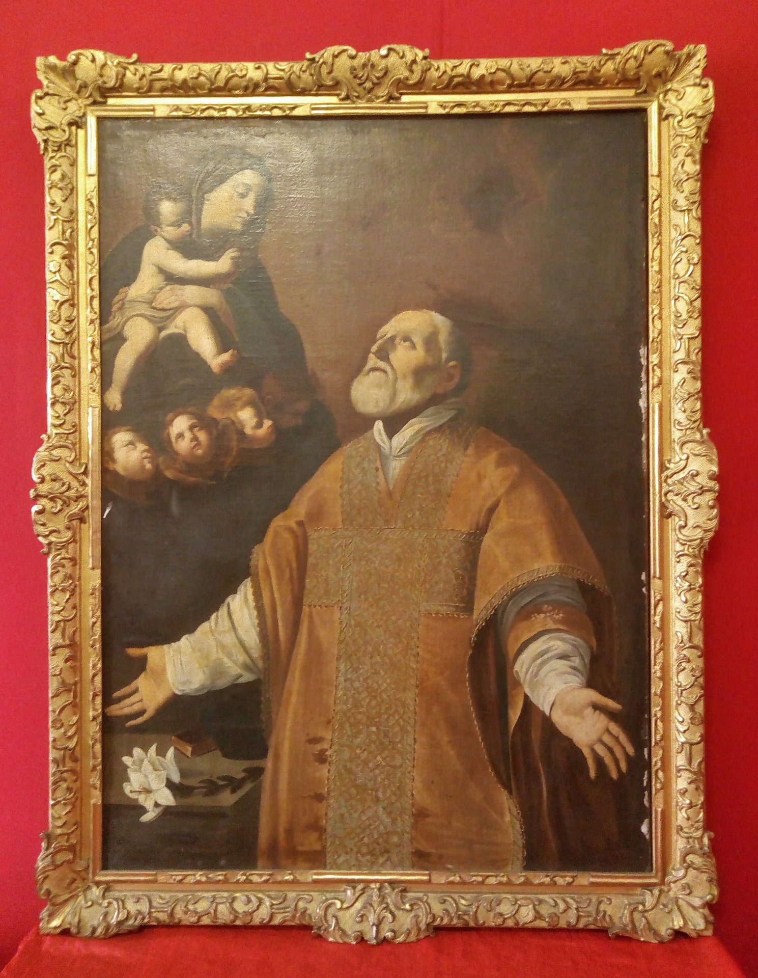 Dipinto di San Filippo Neri in adorazione della Vergine con Bambino